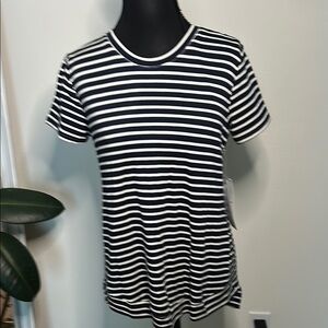 Liz Claiborne Classic Navy blue and White Striped Women's Top